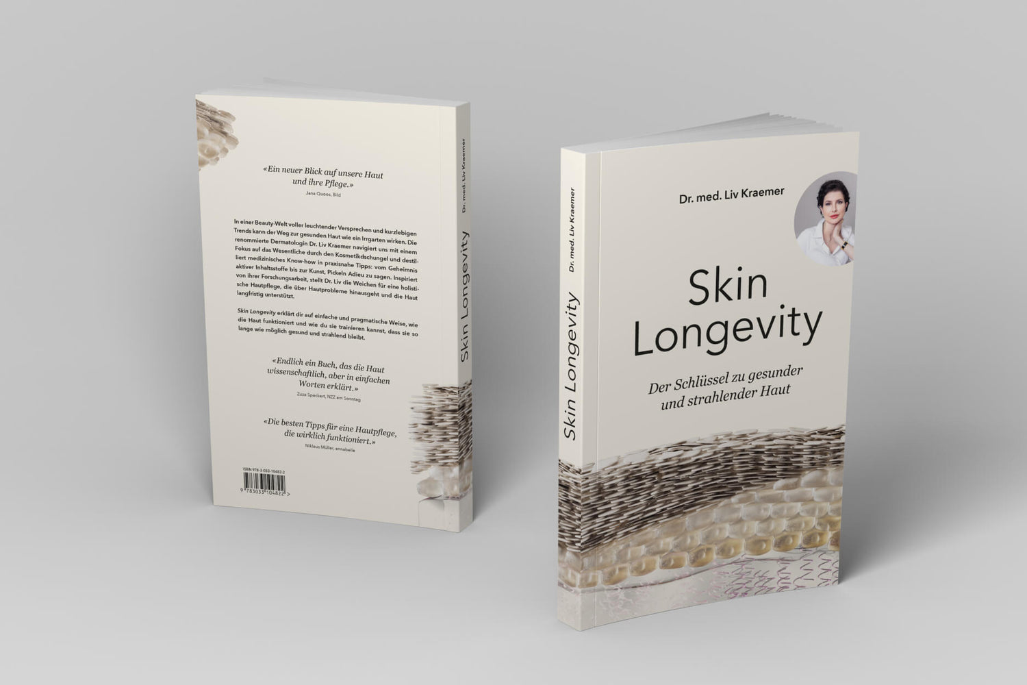 Book titled 'Skin Longevity' on a gray background