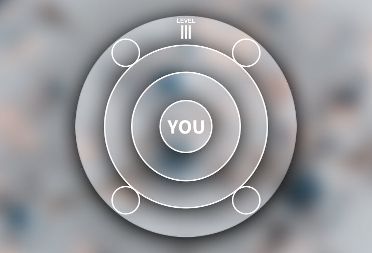 Dr. Liv Kraemer Skincare Method Logo LEVEL III shown with the You in the middle and a grey, blurred background.
