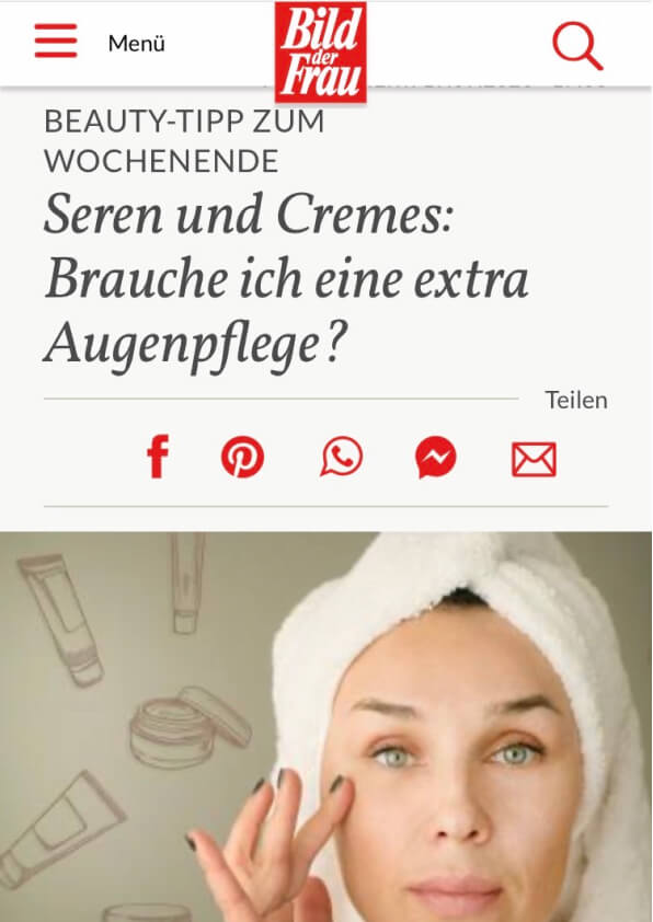Online Artikel form Bild der Frau about serums and creams featuring board certified dermatologist and longevity skincare expert Dr. Liv Kramer