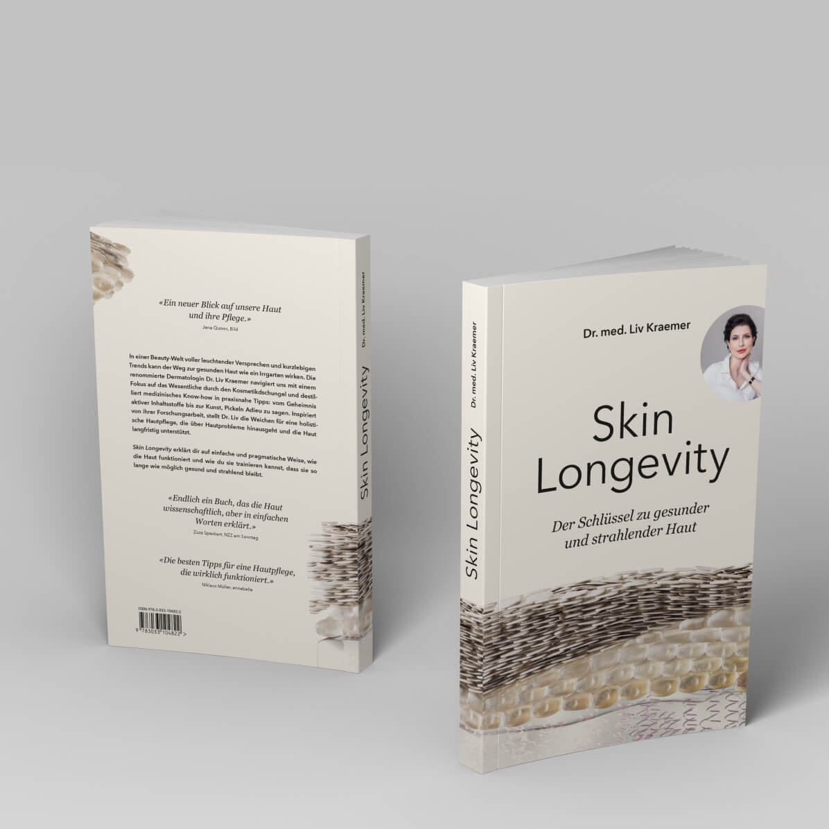 "Skin Longevity - Der Schlüssel zu gesunder und strahlender Haut" is a book written by skin longevity expert and dermatologist Dr. Liv Kraemer, which explains how the skin works from acne and redness to blemishes, wrinkles, botox, hair removal and its effects on the skin, and much more. 